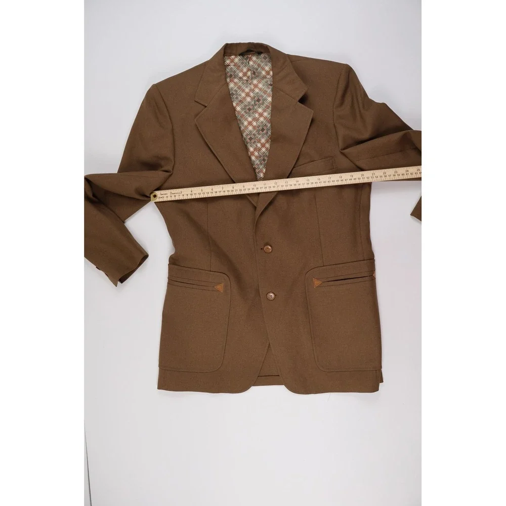 Johnny Carson Blazer Vest Set Brown Plaid Lining Vintage 42 Mens Wool Blend